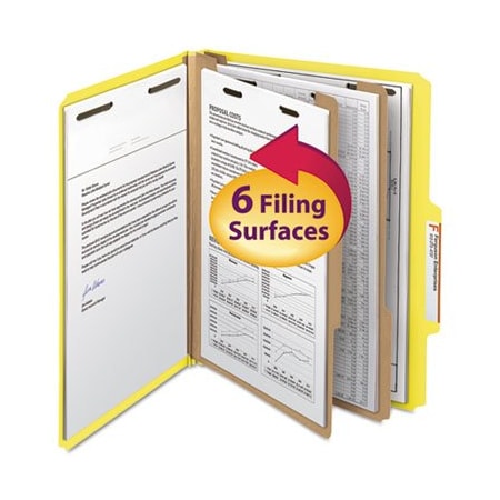 Smead Smead, COLORED TOP TAB CLASSIFICATION FOLDERS, 2 DIVIDERS, LETTER SIZE, YELLOW, 10PK 14004